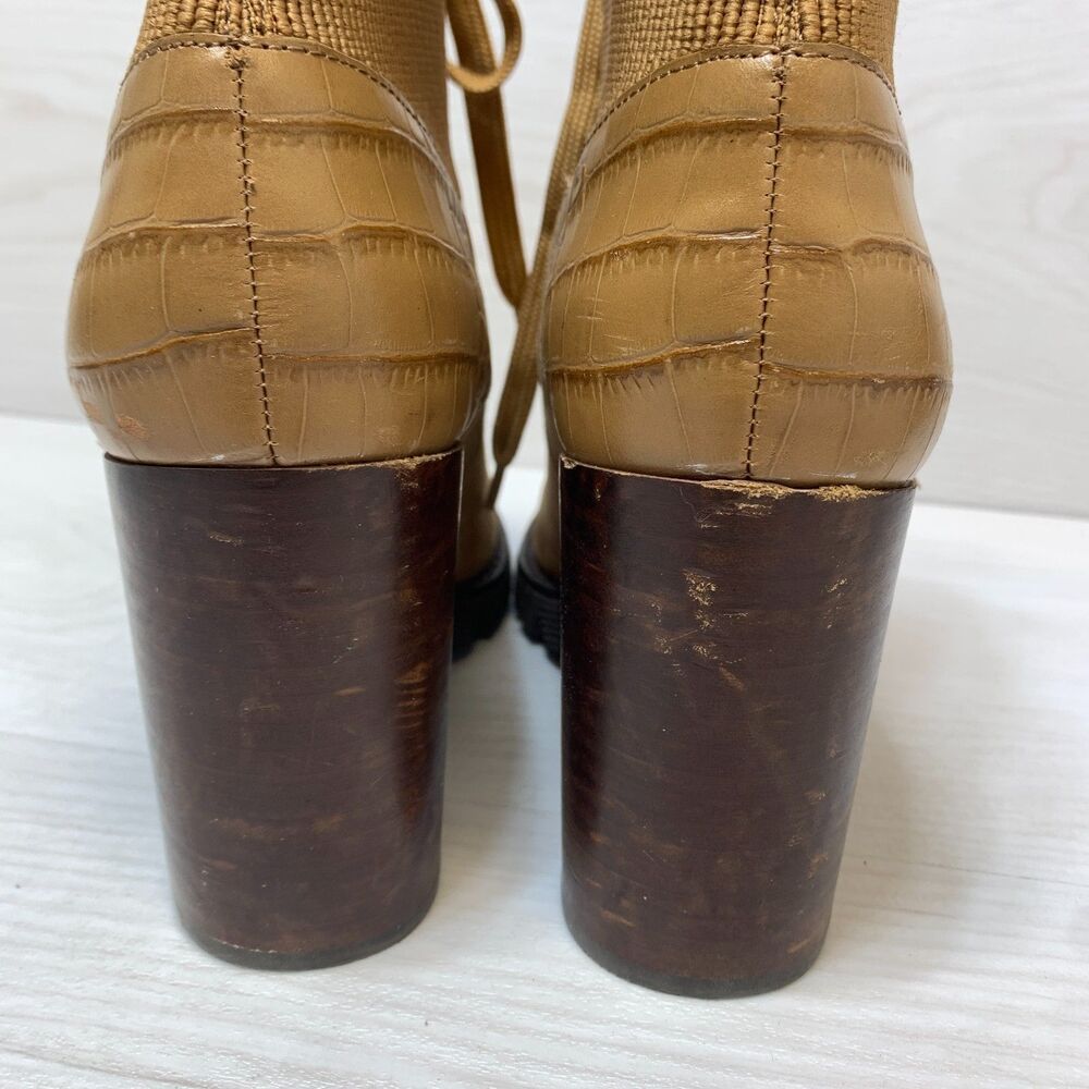 Gibson Latimer Combat Boots Women's Size 8M Brown Suede Side Zip Block Heel - Picture 4 of 12